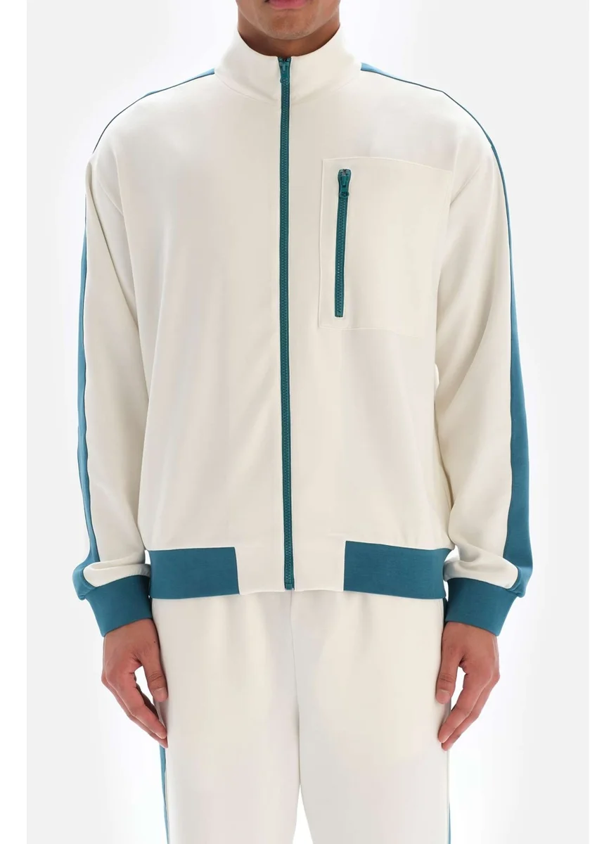 dagi White Men's Jacket Zippered Cupro