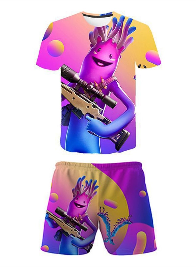 Game Fortnite set 3D digital printing personalized breathable children's T-shirt shorts set - Image 1