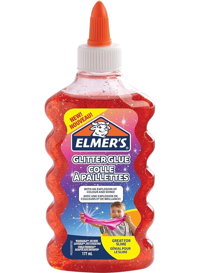 ELMER'S Glitter Glue 177 Ml Washable And Kid Friendly Great For Making Slime And Crafting Red - Image 1