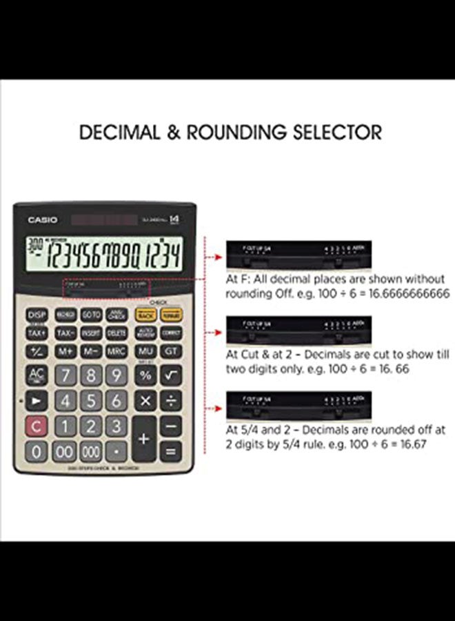 كاسيو آلة حاسبة أساسية DJ-240D بلس بشاشة سعة 14رقماً رمادي / أسود / أحمر - Image 5