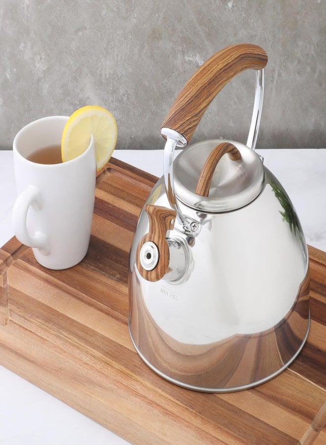 Mr. Coffee Fremont Large 2 Qt Stainless Steel Whistling Tea Kettle W/Wood Handle - Image 3