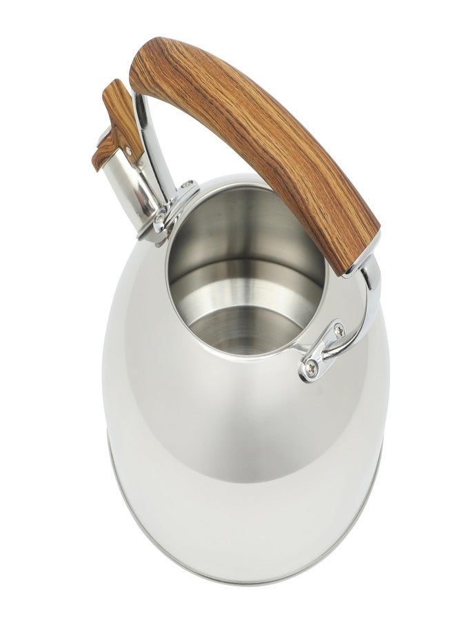 Mr. Coffee Fremont Large 2 Qt Stainless Steel Whistling Tea Kettle W/Wood Handle - Image 5