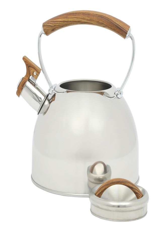 Mr. Coffee Fremont Large 2 Qt Stainless Steel Whistling Tea Kettle W/Wood Handle - Image 4