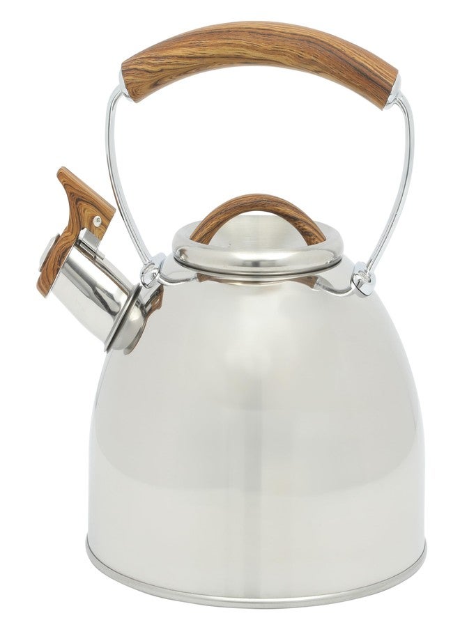 Mr. Coffee Fremont Large 2 Qt Stainless Steel Whistling Tea Kettle W/Wood Handle - Image 1