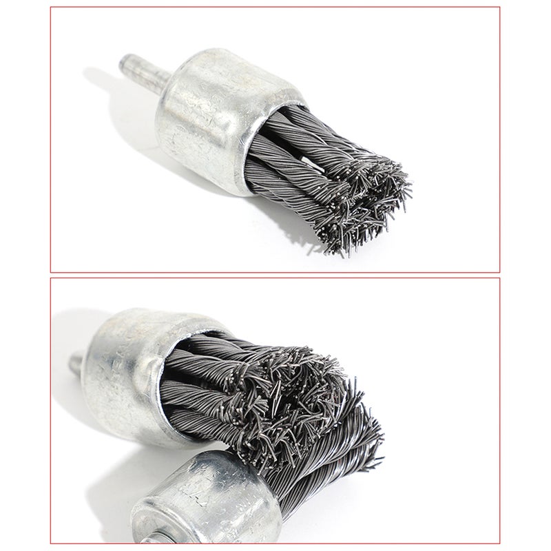 Knotted Wire Brush Set: 3 Pcs 0.7", 1.0", 1.2" Brushes With 1/4 Inch Shank - Thick Knotted Design For Restricted Surfaces Premium Stainless Steel Cleaning Tool For Industrial Maintenance Rust Removal - Image 5