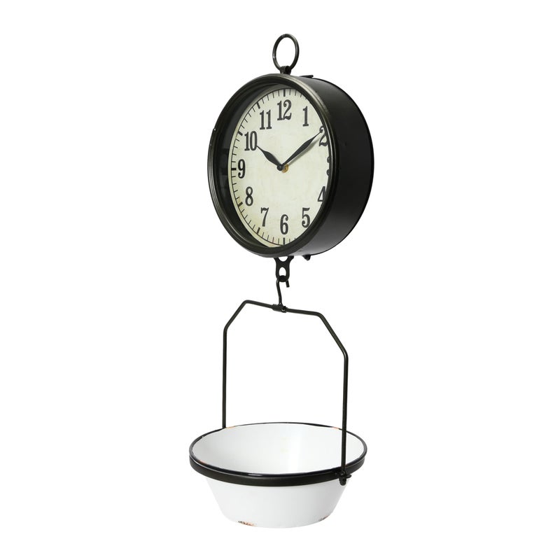 Creative Co-op Creative CoOp White Decorative Reproduction Scale Wall Clock  - Image 1