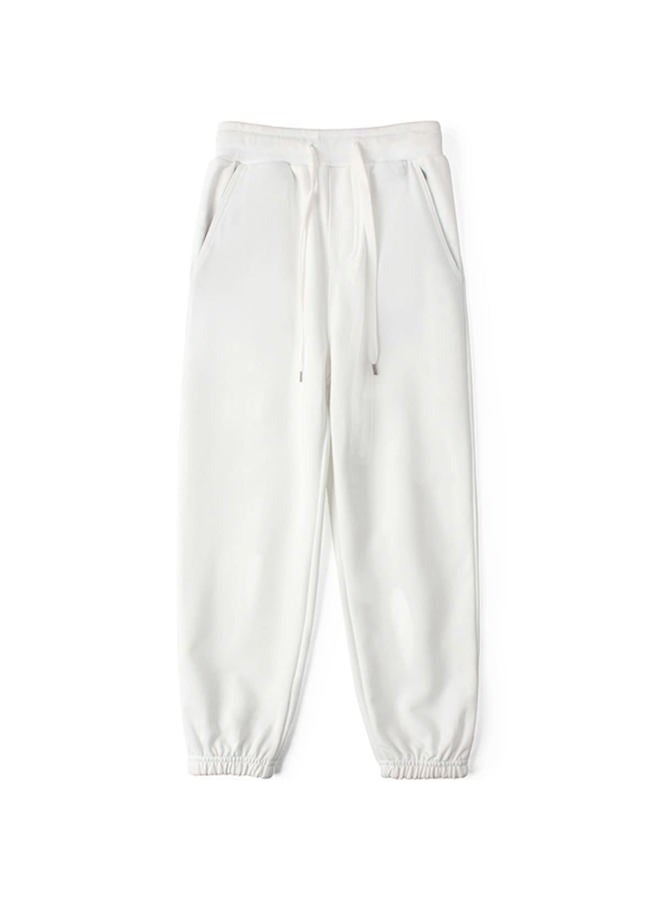 KISBINI Little Boys Cotton Sweatpant Elastic Sport Pant for Children, White, 11-12 Years - Image 1