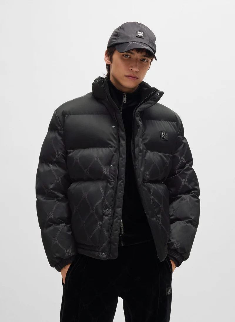 هوجو Water-repellent puffer jacket with signature jacquard