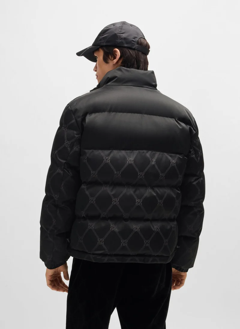 HUGO Water-repellent puffer jacket with signature jacquard