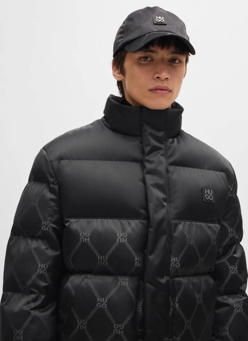 HUGO Water-repellent puffer jacket with signature jacquard