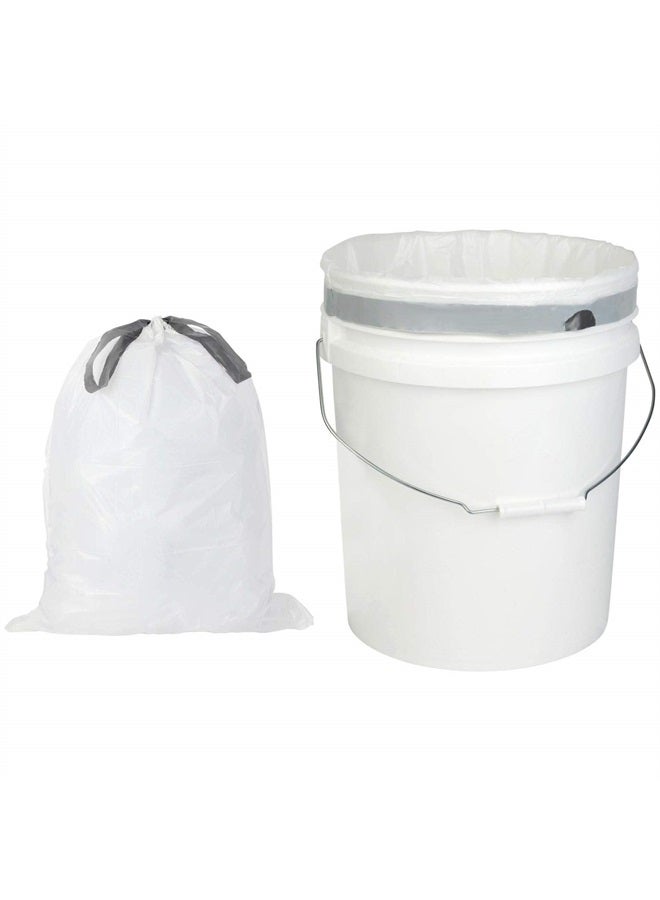 Plasticplace أكياس القمامة - أكياس قمامة سعة 5 جالون بيضاء│سمك 0.9 مل، تصميم قوي مع حبل سحب│حجم 19" × 25" (100 قطعة) - Image 1