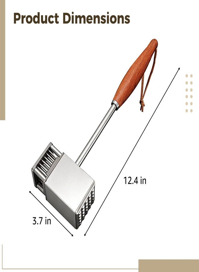 DORMIYA Stainless Steel Meat Tenderizer Mallet with Rosewood Handle, Dual-Sided Meat Hammer, Kitchen Pounder for Tenderizing, Flattening, 12.4 x 3.7 in - Image 4