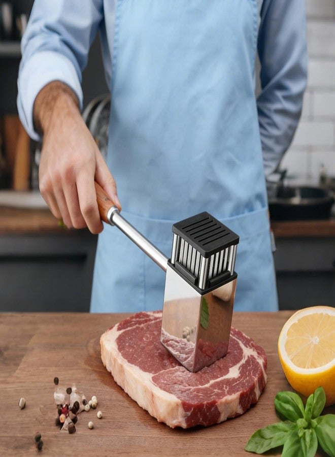 DORMIYA Stainless Steel Meat Tenderizer Mallet with Rosewood Handle, Dual-Sided Meat Hammer, Kitchen Pounder for Tenderizing, Flattening, 12.4 x 3.7 in - Image 2