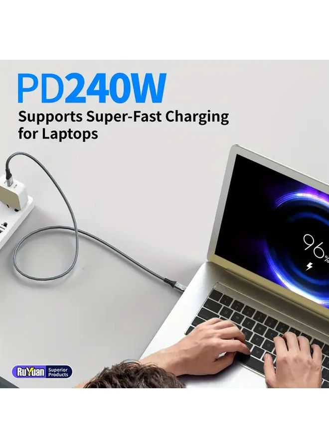 كابل USB-C للشحن السريع 0.3 متر 240 واط 20 جيجابت/ثانية 4K 60 هرتز للابتوب والتابلت والهاتف - Image 4