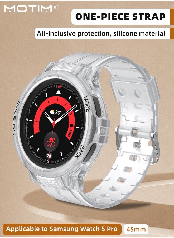 Motim Compatible with Samsung Galaxy Watch 5 Pro 45mm Watch Strap with Case, Shockproof Rugged Band for Galaxy Watch 5 Pro with Bumper Case Cover, Men Women  - Image 2