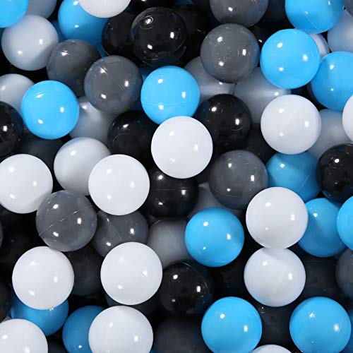 STARBOLO Ball Pit Balls 100 Pieces BPAPhthalate Free NonToxic Crush Proof Ball Play Balls Soft Plastic Balls for Toddlers Baby Kids 100BlueBlackGrayWhite - Image 1