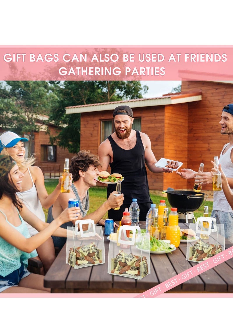 XiuWoo Clear Gift Bag with Handle PVC Heavy Duty for Bridal Party, Birthday, Baby Shower, Wedding, Shopping, BagGift Bags Reusable Transparent 7 x 4 8 Inch (10pcs) - Image 3