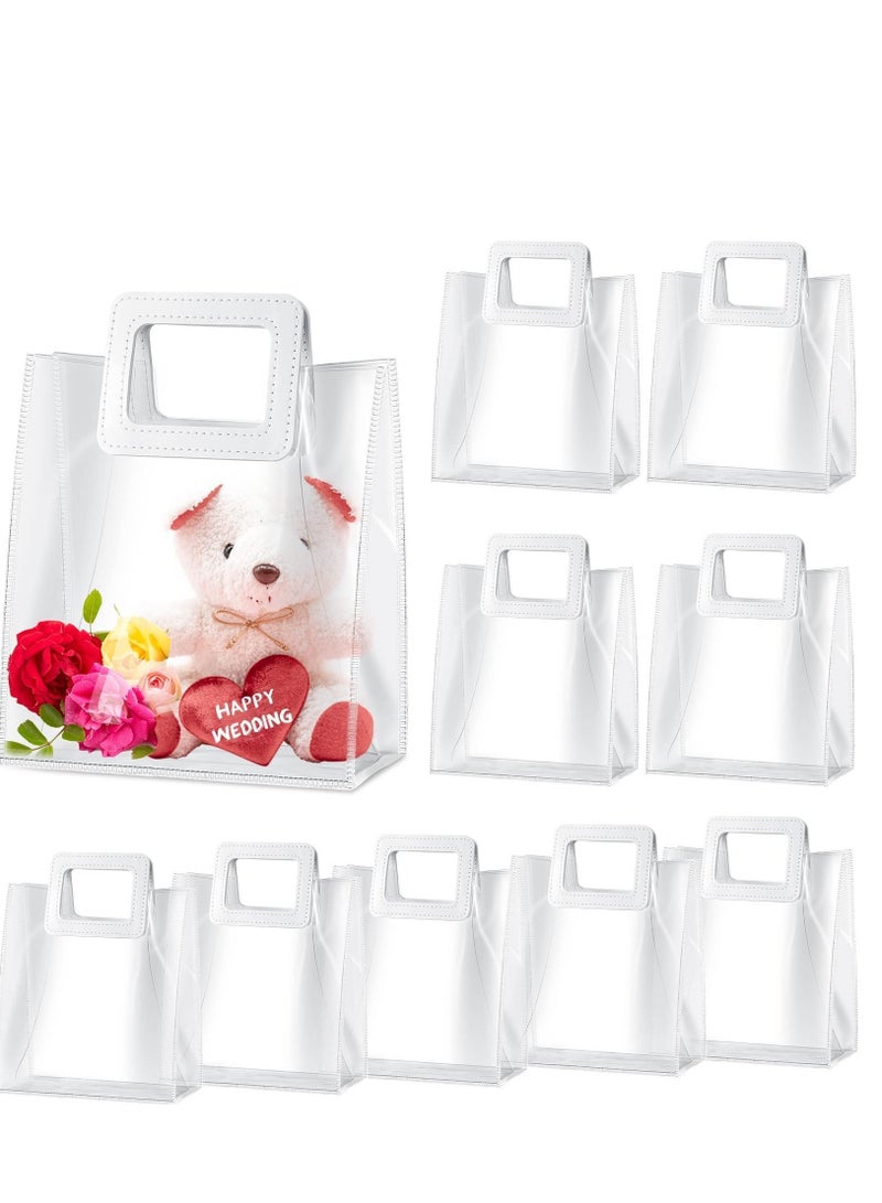 XiuWoo Clear Gift Bag with Handle PVC Heavy Duty for Bridal Party, Birthday, Baby Shower, Wedding, Shopping, BagGift Bags Reusable Transparent 7 x 4 8 Inch (10pcs) - Image 1