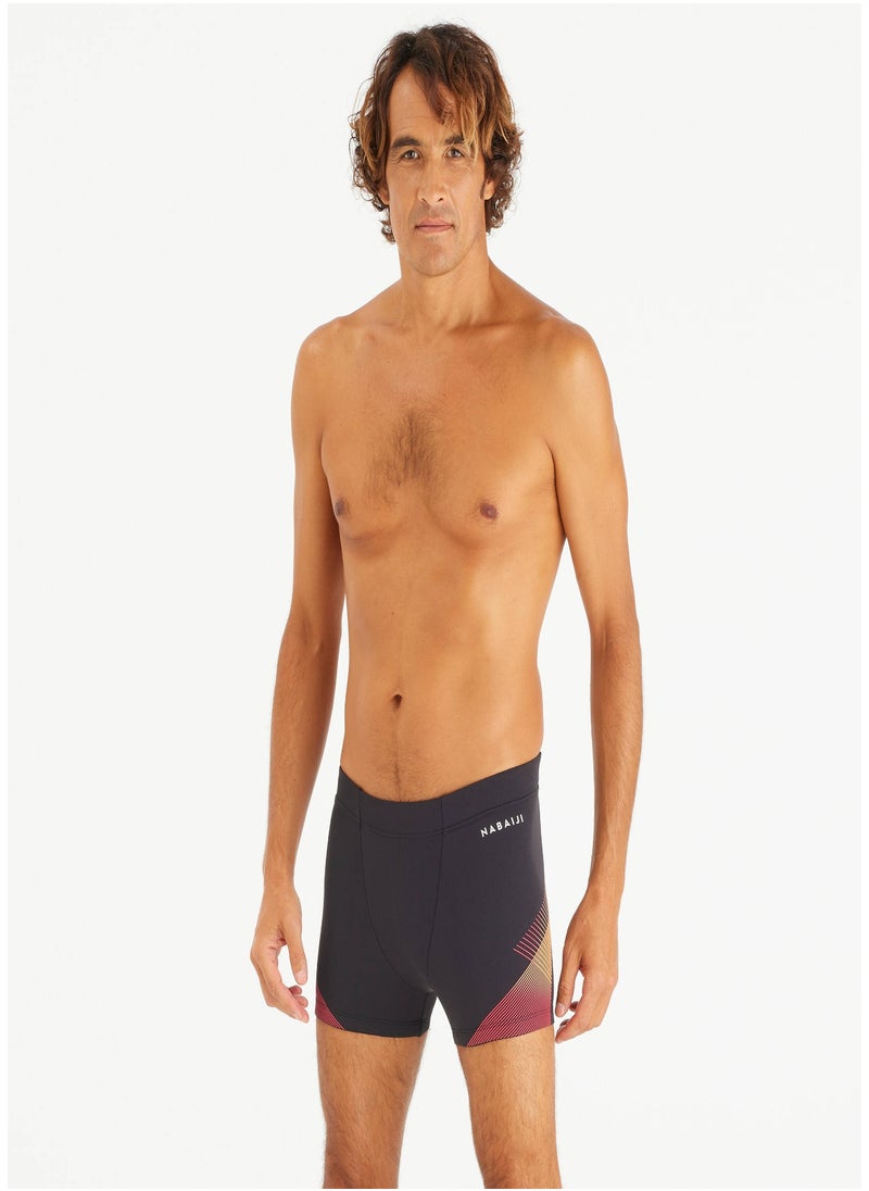 NABAIJI NABAIJI by DECATHLON, Men's Swimming Boxer 500 Fiti Quick-Dry & Comfortable Black Tria Red  - Image 2