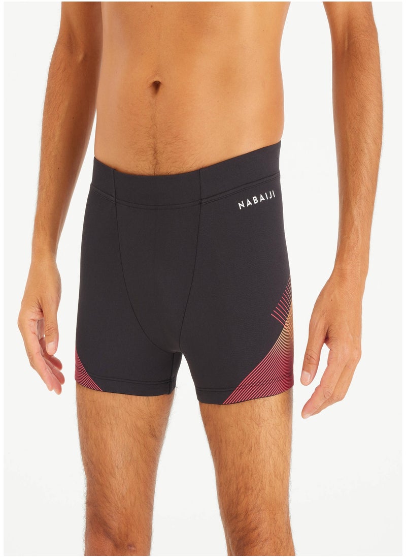 NABAIJI NABAIJI by DECATHLON, Men's Swimming Boxer 500 Fiti Quick-Dry & Comfortable Black Tria Red  - Image 1