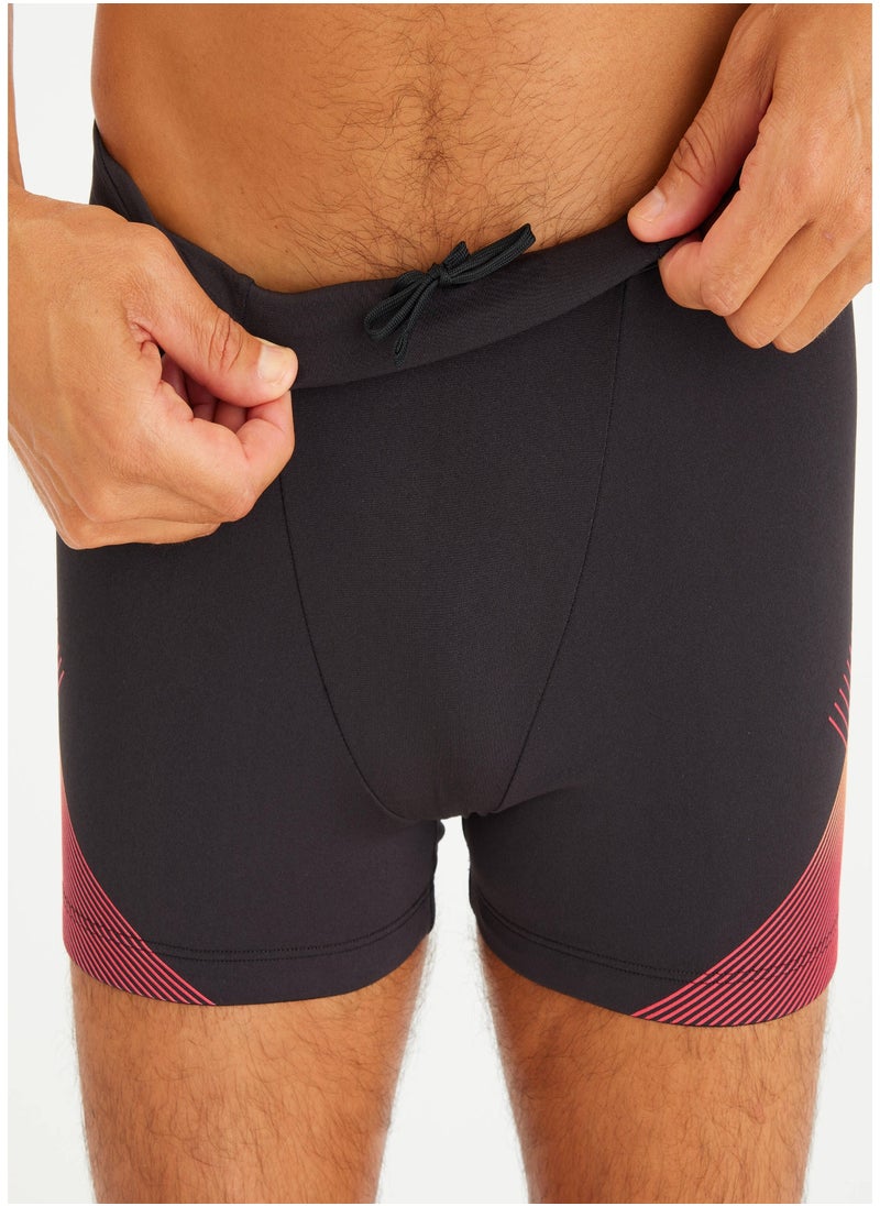 NABAIJI NABAIJI by DECATHLON, Men's Swimming Boxer 500 Fiti Quick-Dry & Comfortable Black Tria Red  - Image 4