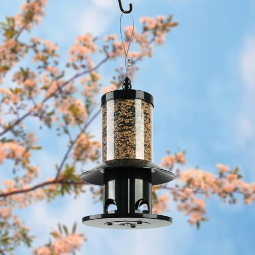 Dreamdrawer Squirrel Proof Bird Feeder - 360° Feeding Perch Tray for Outdoor Hanging Wild Bird Seeds, Dark Green. - Image 5