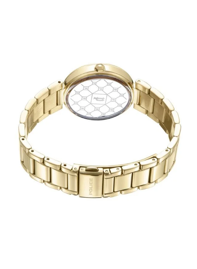 بوليس Otara Watch For Women White Dial And Yellow Gold Plated Bracelet