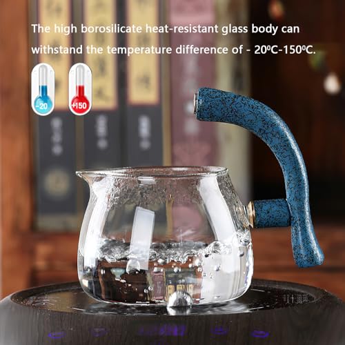 CUNHUY Lazy Kungfu Drip TeaPot, Heat Resistant Tea Set, Semi-Automatic Glass Teapot Suit for Magnetic Water Flow Wooden Glass Teapot Set - Image 4