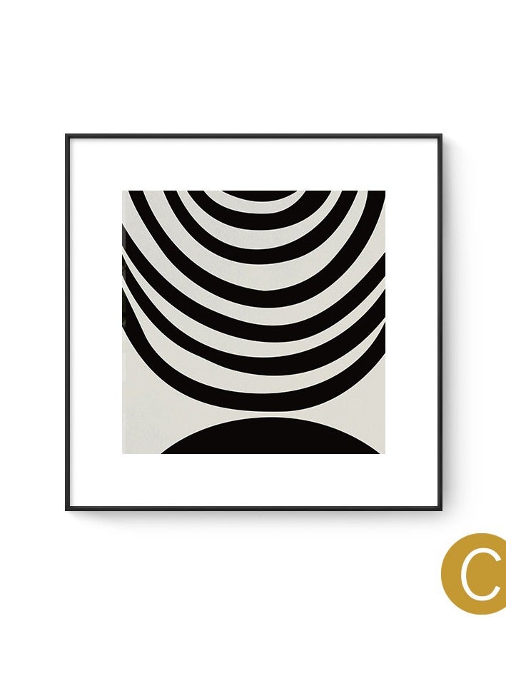 Modern Minimalist Black And White Abstract Combination Decoration Painting, Living Room Sofa Background Wall Mural Model Room Square Hanging Painting(Aluminum Alloy Frame+High-Definition Canvas) - Image 1