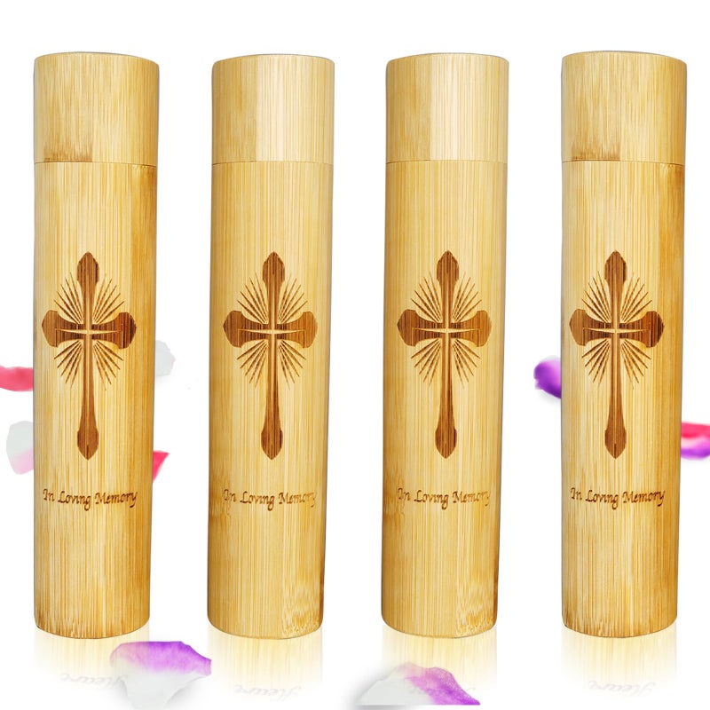 Set of 4 Small Bamboo Scattering Urns Tube for Human Ashes ECO  Biodegradable Friendly Bamboo Spreading Cremation Tube Urn for Male Female Pet AshesCross