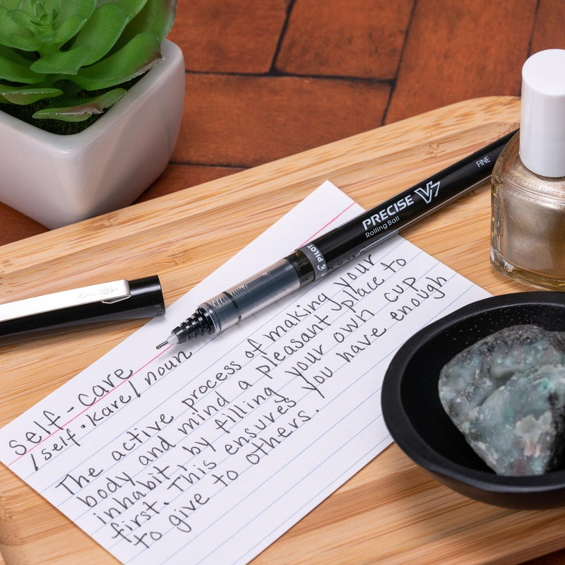 PILOT بايلوت، قلم حبر سائل دقيق V7، قلم كروي مغطى، نقطة رفيعة 0.7 مم، أسود، عبوة من 5 - Image 2