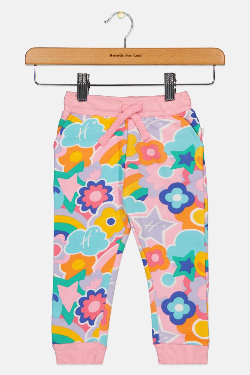 Hamleys Toddlers Girl Floral Print Drawstring Pants, Multicolor - Image 3