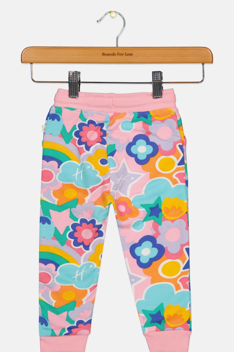 Hamleys Toddlers Girl Floral Print Drawstring Pants, Multicolor - Image 2