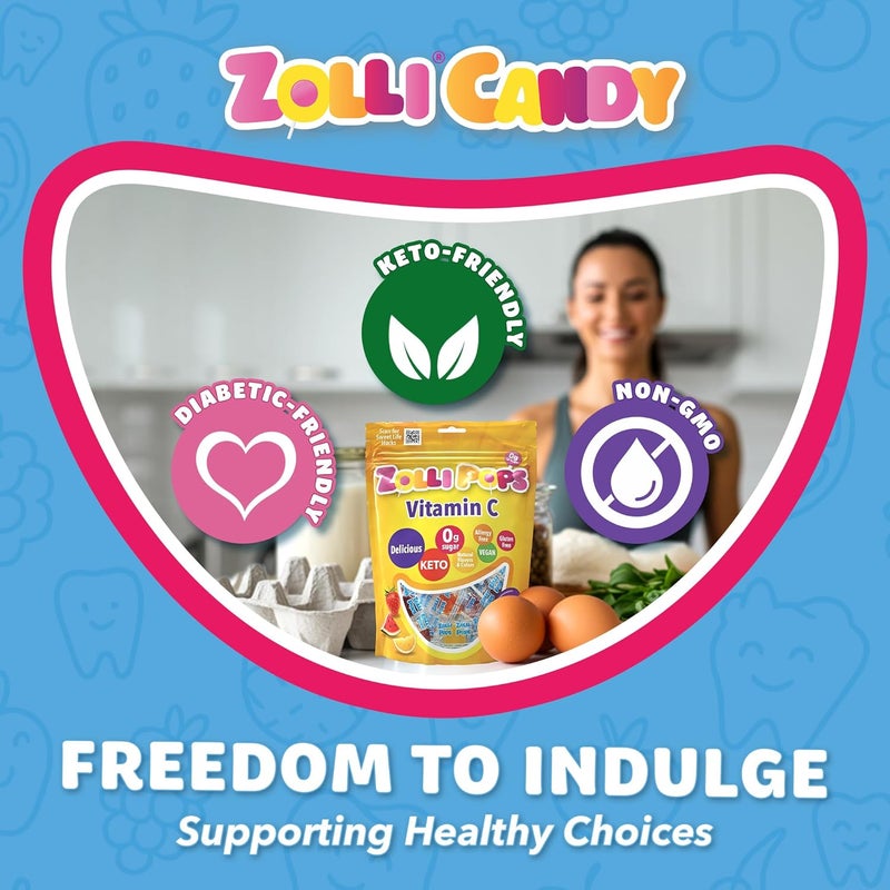Zollipops Vitamin C Sugar-Free Keto Lollipops - Immune Boosting, Natural Fruit Flavor, Vegan, Gluten-Free, 8 Oz. - Image 5