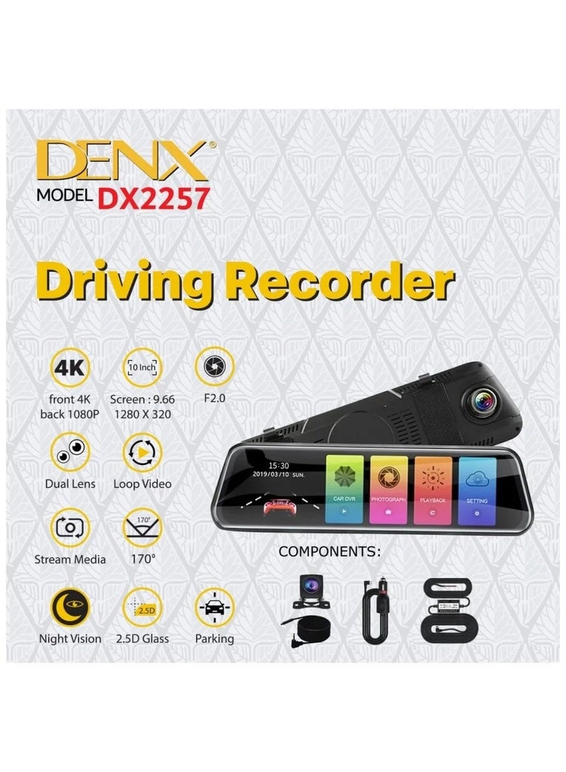 Denx Dash cam 4K equipped with front and rear mirrors - Image 5
