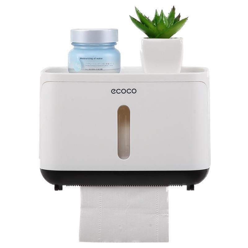 Toilet Tissue Box Toilet Storage Toilet Paper Rack Toilet Paper Box Toilet Paper Box Wall-mounted Waterproof Paper Roll(Long-Black) - Image 3