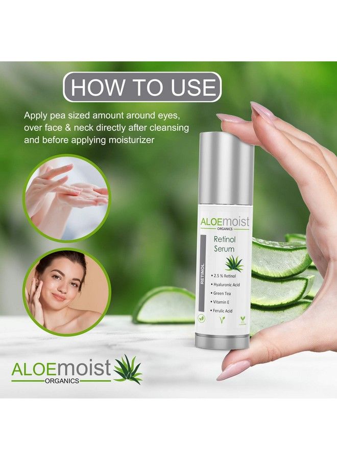 AloeMoist 25% Retinol Serum For Face + Hyaluronic Acid Aloe Vera Vitamin E Oil Jojoba Oil Vitamin C Serum Face Toner Pore Minimizer Acne Treatment Reduces Wrinkles Fine Lines Age Spots 5Oz - Image 5