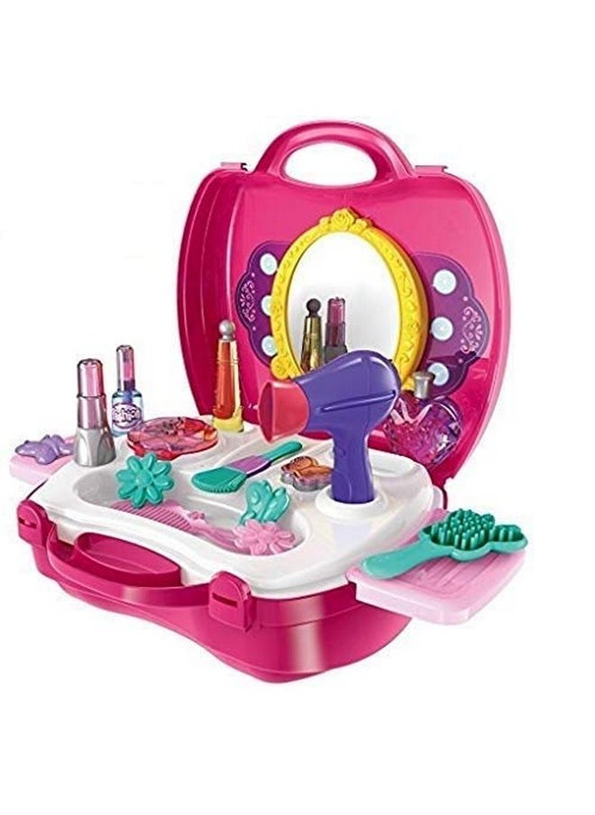 Smartcraft Girls Beauty Kit Toys - Bring Along Beauty Suitcase -Makeup Toy Set - 21 Pieces  - Image 1