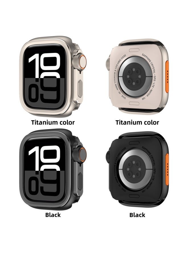 حافظة حماية لساعة Apple Watch مقاس 44/45/46/49 مم مصنوعة من سبيكة معدنية - اللون: Q3 ثوانٍ تتحول إلى غلاف من سبيكة معدنية - أسود (معلب) - الأبعاد: 46 مم - Image 1