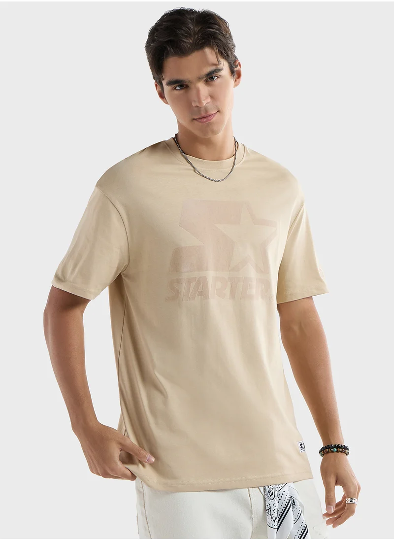 فاف Starter Print T-shirt with Crew Neck and Short Sleeves