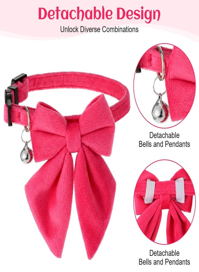 Molain 2 Pack Pink Cat Collar with Bow Bells, Breakaway Safety Cat Bowtie Collar with Bell Adjustable Soft Kitten Collar with Removable Bowtie for Small Girl Cats 8-12Inch - Image 5