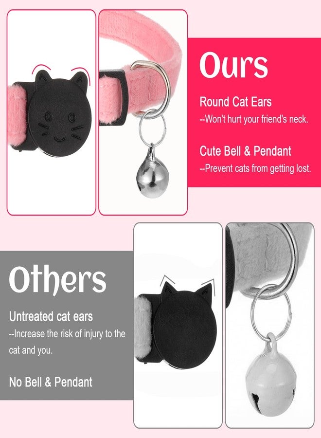 Molain 2 Pack Pink Cat Collar with Bow Bells, Breakaway Safety Cat Bowtie Collar with Bell Adjustable Soft Kitten Collar with Removable Bowtie for Small Girl Cats 8-12Inch - Image 4