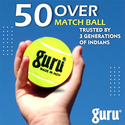 Guru Tennis Cricket Ball, Heavy Weight, (Yellow, Pack of 6) - Image 3