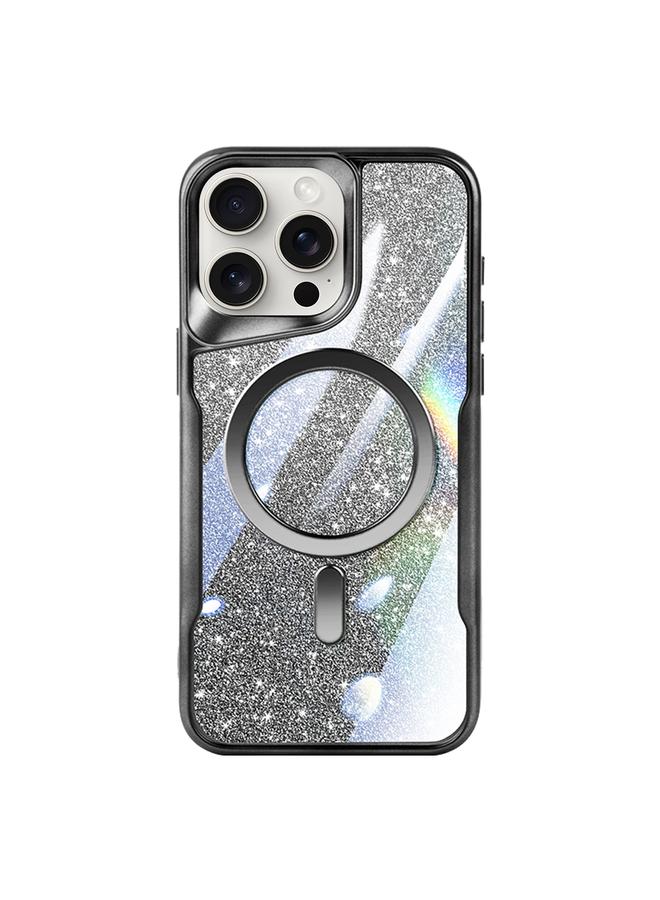 Zaboon For iPhone 12 Pro Max Blade MagSafe Magnetic Gradient Glitter PC Phone Case(Black)