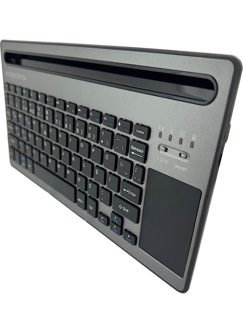 CoverZone - Bluetooth Keyboard Compatible with Galaxy Tab S6 Lite Turkish Q Keyboard with Touch Pad 291 x 154 X16 mm (Keyboard Only) - Image 1