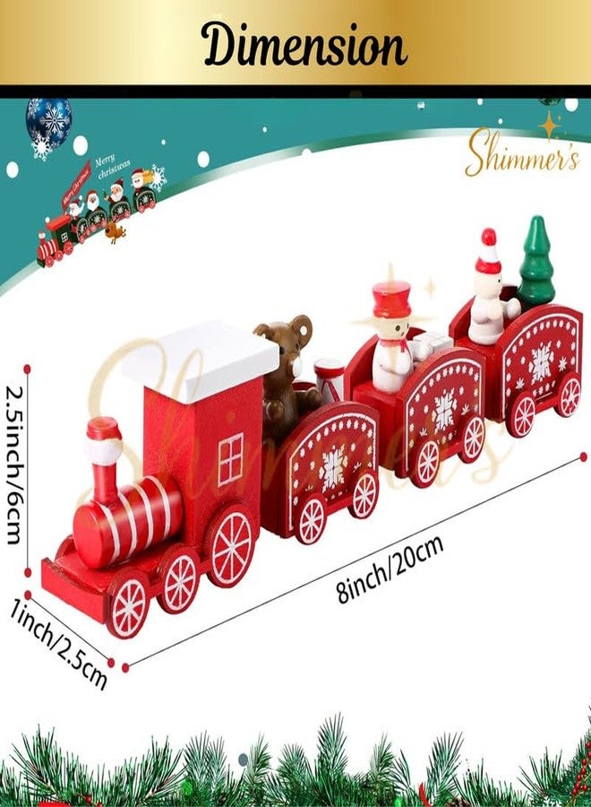 Shimmers Christmas Wooden Train Set with Decorative Accessories, Mini Festive Train Table Decor for Home, Xmas Decoration Item with Santa Theme, Holiday Display Toy for Kids Gift and Party Setup - Image 3