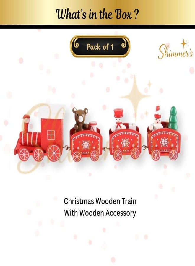 Shimmers Christmas Wooden Train Set with Decorative Accessories, Mini Festive Train Table Decor for Home, Xmas Decoration Item with Santa Theme, Holiday Display Toy for Kids Gift and Party Setup - Image 2