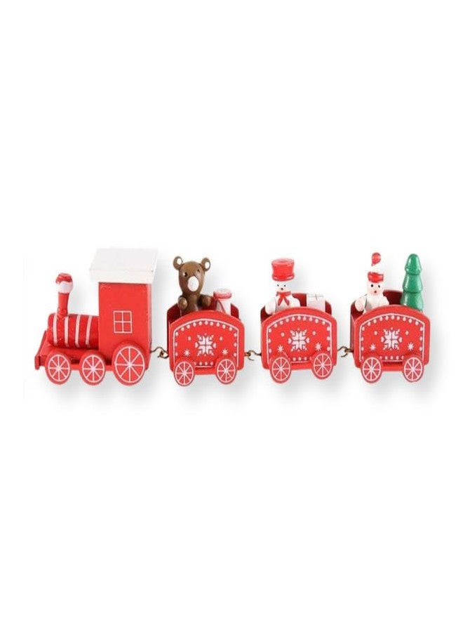 Shimmers Christmas Wooden Train Set with Decorative Accessories, Mini Festive Train Table Decor for Home, Xmas Decoration Item with Santa Theme, Holiday Display Toy for Kids Gift and Party Setup - Image 1