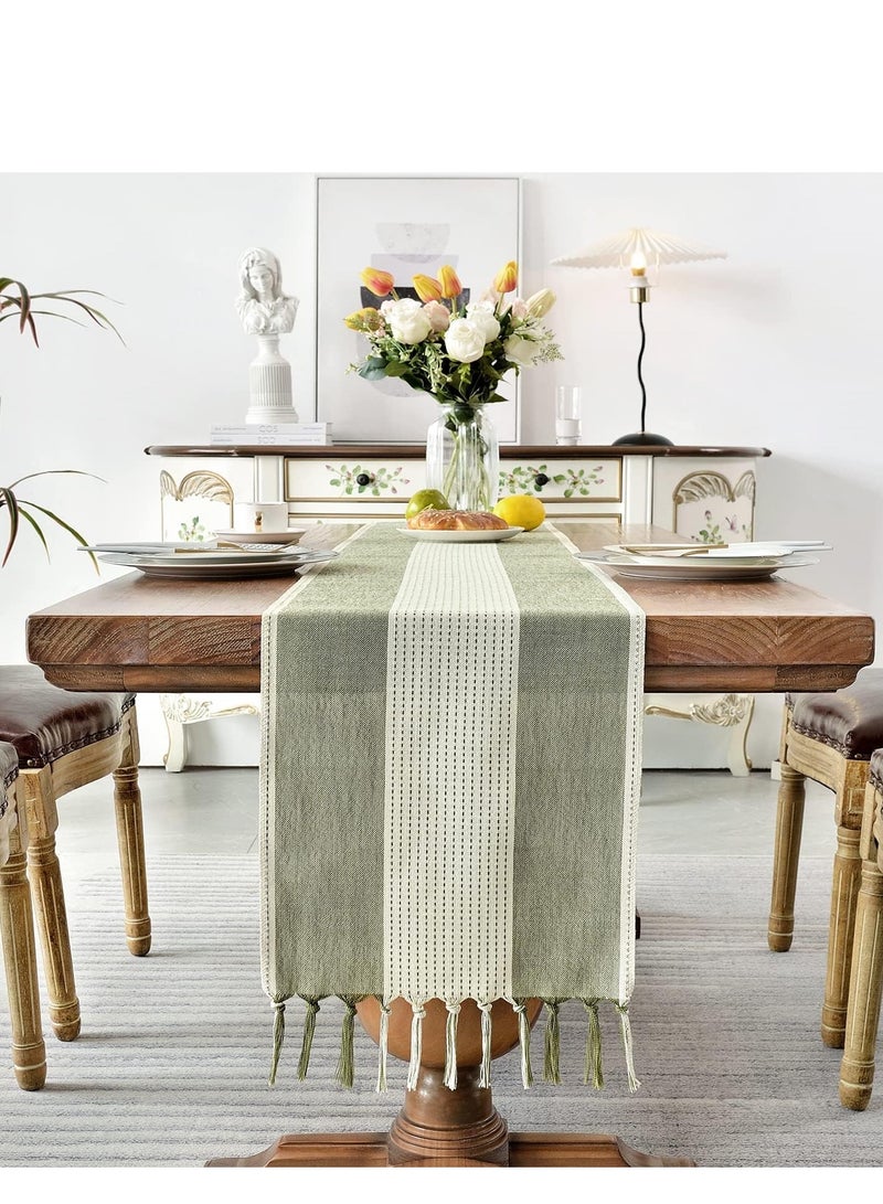 MIXDE Table Cloths Rectangle Table, Cotton Linen Table Cloth Waterproof Tablecloth Wrinkle Free Farmhouse Dining Table Cover, Soft Fabric Table Cloths with Tassels - Image 2