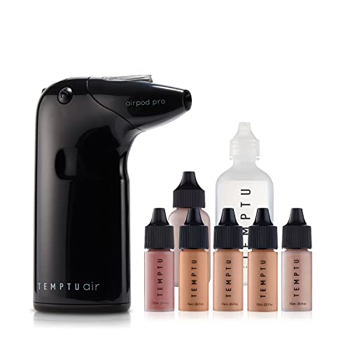 TEMPTU Air Intro Airbrush Makeup Kit in Light to Medium 9Piece Set Includes Cordless Device Refillable Makeup Cartridge 3 Perfect Canvas SemiMatte Foundation Primer Blush Highlighter Cleaner